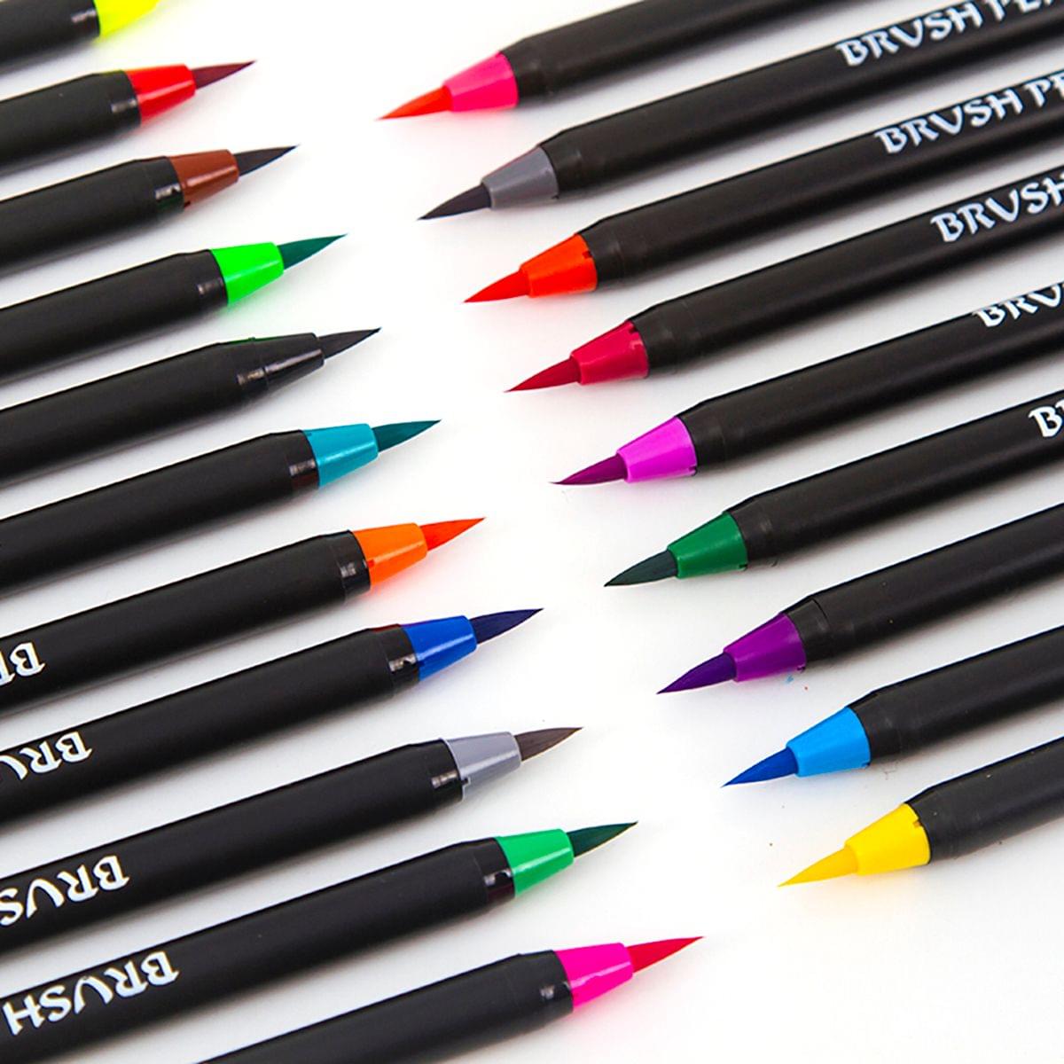 20 Vibrant Watercolor Brush Pens with Soft Flexible Brush - 20 Colors