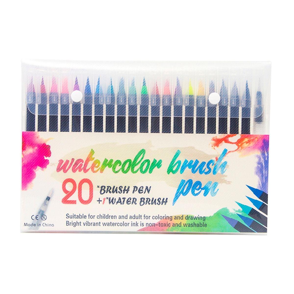 20 Vibrant Watercolor Brush Pens with Soft Flexible Brush - 20 Colors