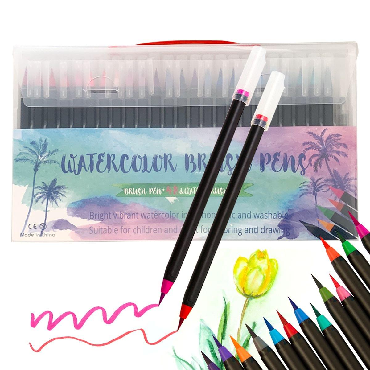 48 Vibrant Watercolor Brush Pens with Soft Flexible Brush - 48 Colors