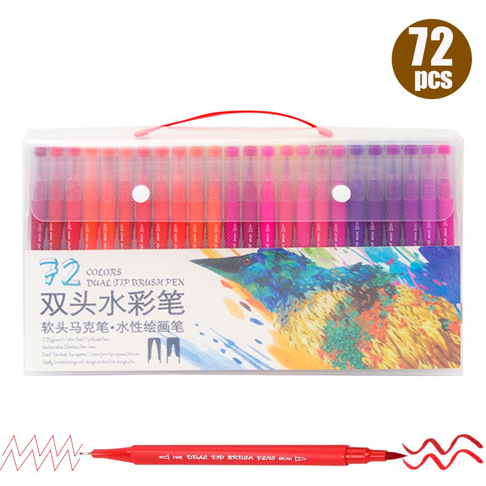 72 Bright Colors Dual Tip Brush Pens Set 0.4mm Fineliner & - 72 Colors