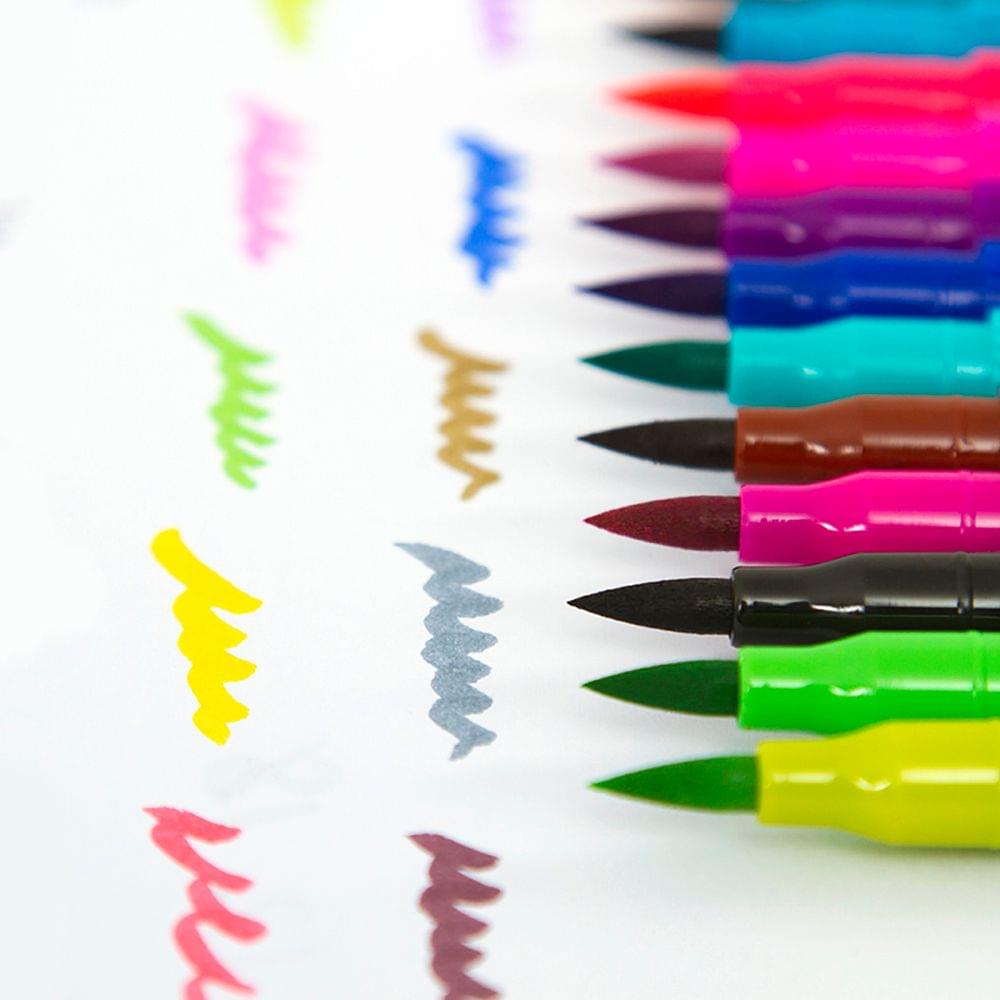 60 Colors Dual Tip Brush Pens Flexible Brush & 0.4mm - 60 Colors White Pen