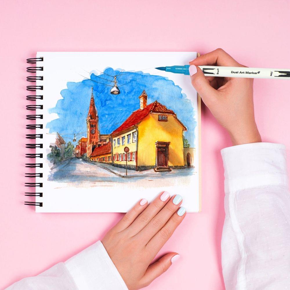 60 Colors Dual Tip Brush Pens Flexible Brush & 0.4mm - 60 Colors White Pen