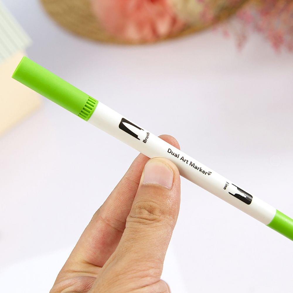 60 Colors Dual Tip Brush Pens Flexible Brush & 0.4mm - 60 Colors White Pen