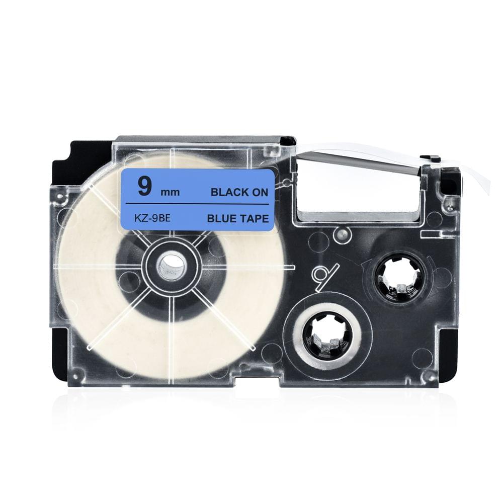 9mm Label Tape Compatible Tape Cartridge Ribbon Replacement - 9mm Black on Blue