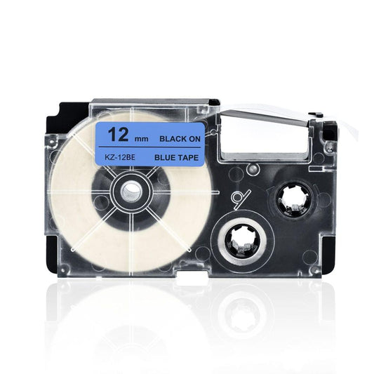 12mm Label Tape Compatible Tape Cartridge Ribbon Replacement - 12mm Black on Blue
