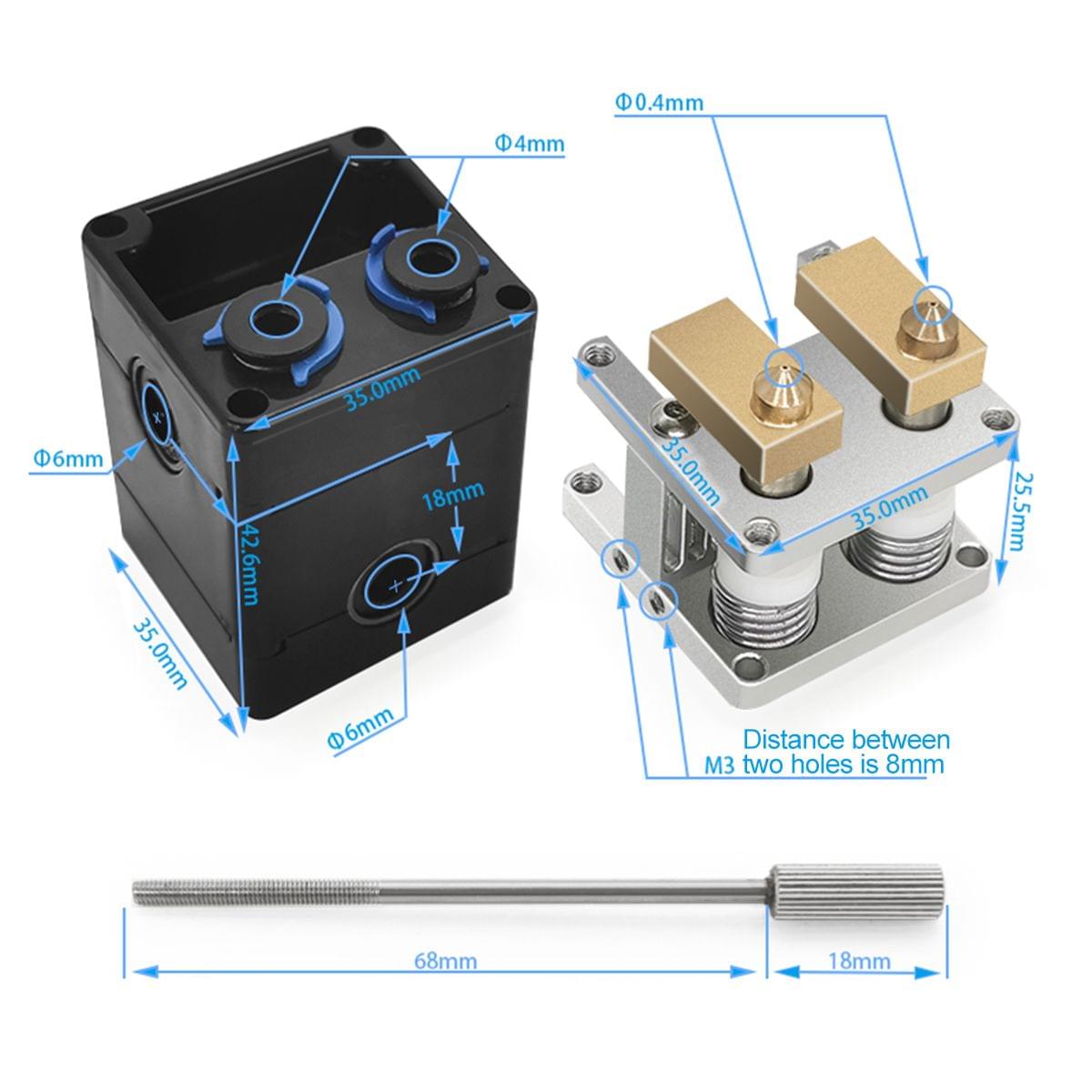 UM2 Dual Print Head Extruder Full Kit with 0.4mm