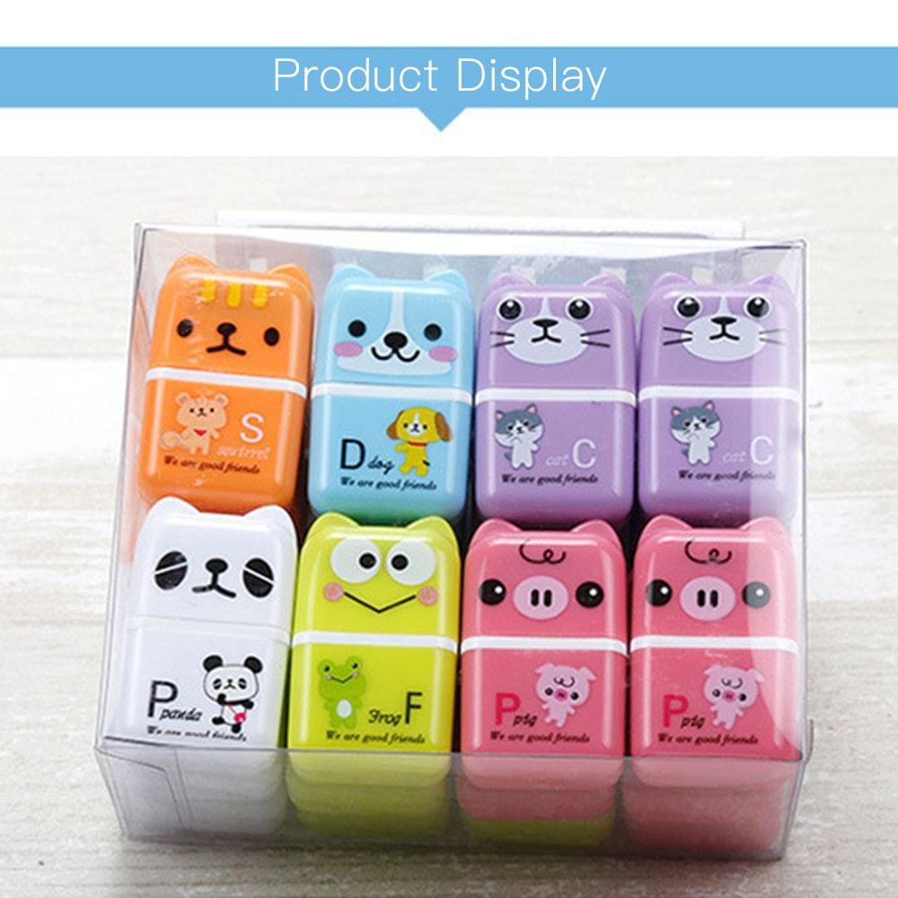 6pcs Cute Animal Pencil Eraser Cartoon Small Roller Erasers - 6pcs