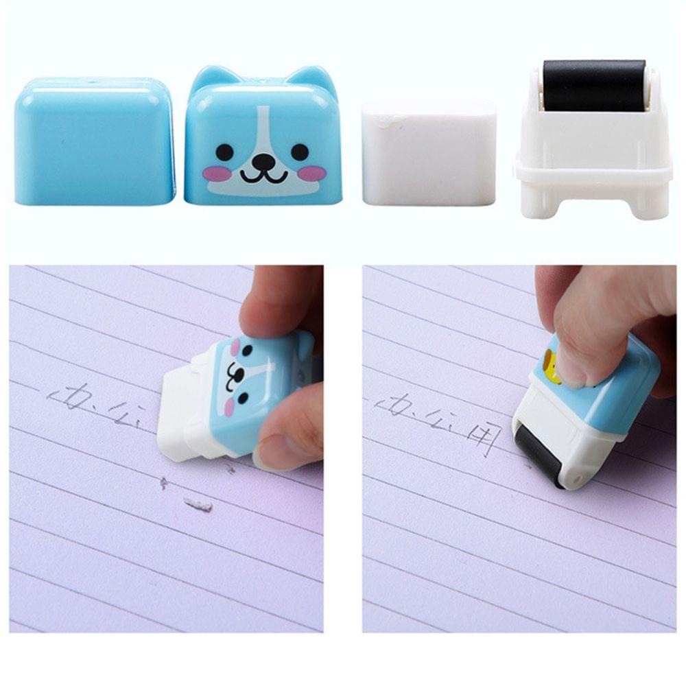 6pcs Cute Animal Pencil Eraser Cartoon Small Roller Erasers - 6pcs
