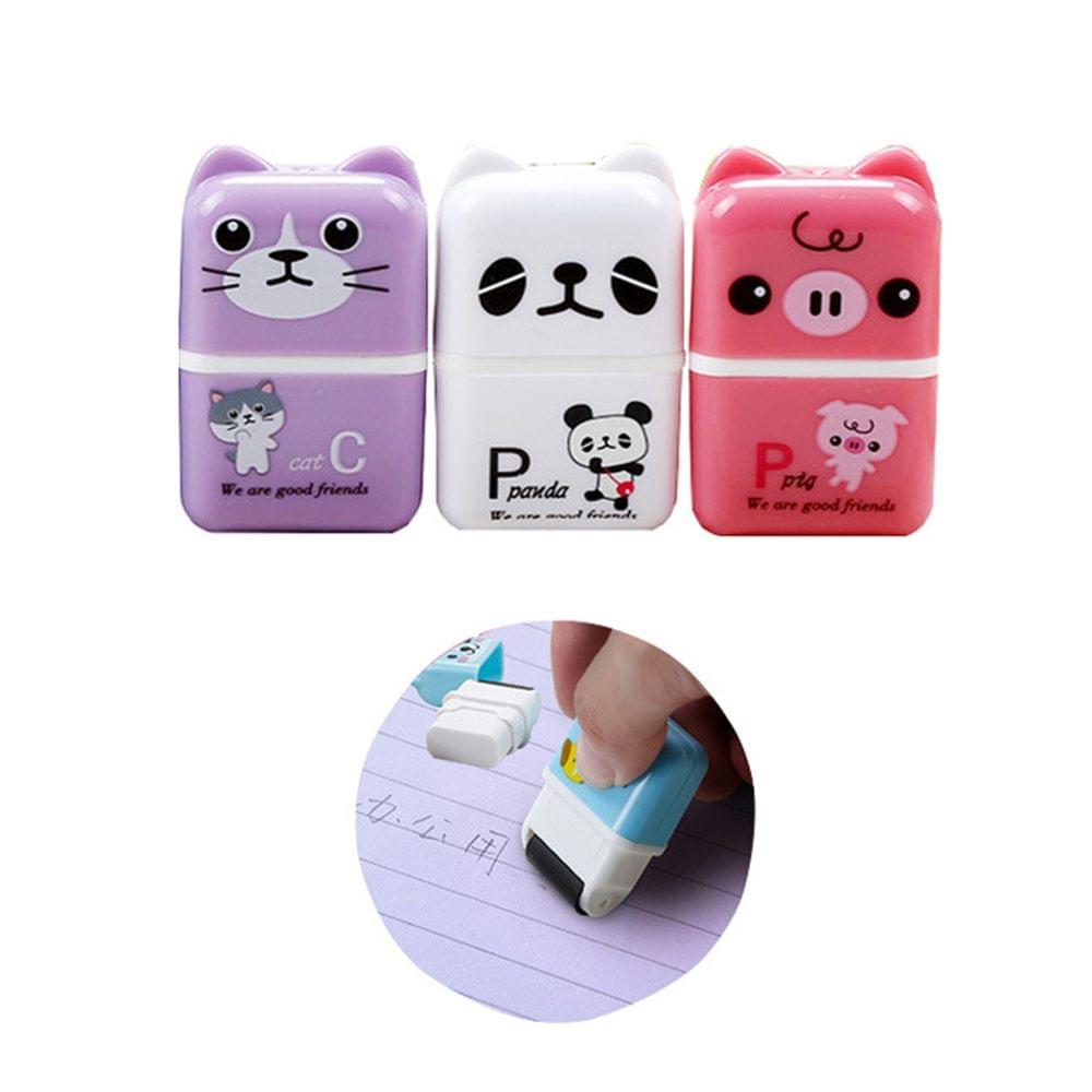 6pcs Cute Animal Pencil Eraser Cartoon Small Roller Erasers - 6pcs
