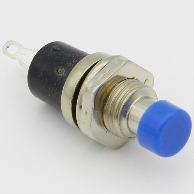 10 PCS 7mm Thread Multicolor 2 Pins Momentary Push Button Switch (Blue)