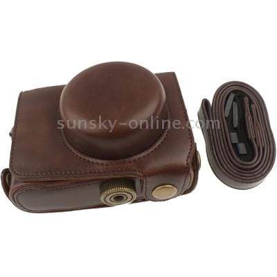 Retro Leather Camera Bag for Panasonic GF3,With Short Lens (Coffee)