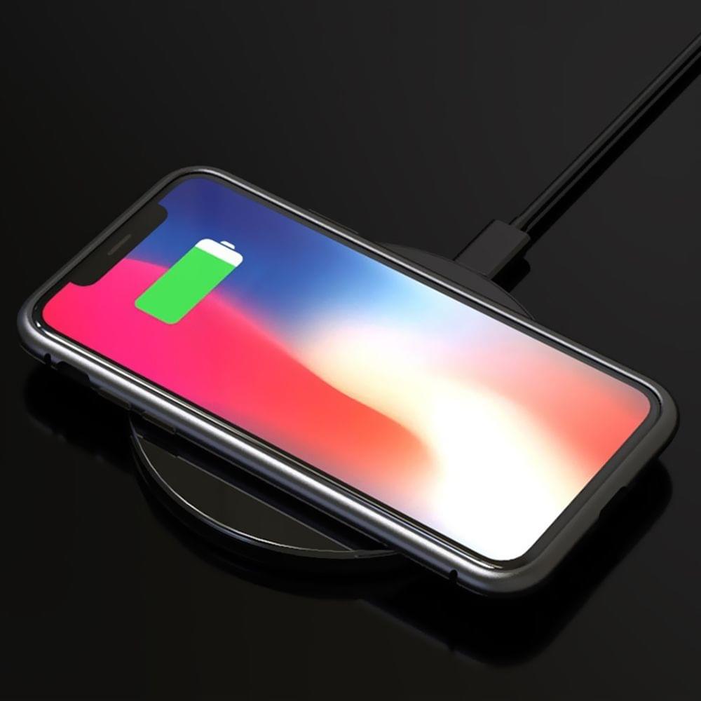 Magneto Magnetic Adsorption Case Clear Tempered Glass Black - Black&I-phone X