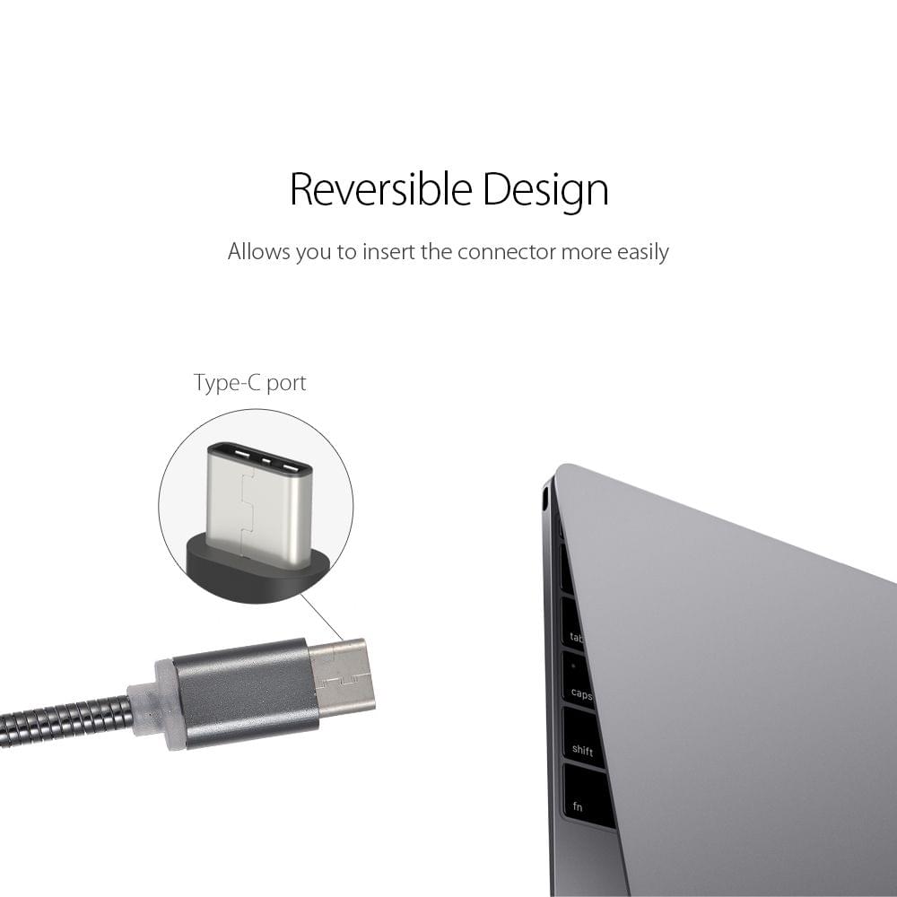 3.3Ft Android USB-C Type-C Metal Spring Charging Cable Sync