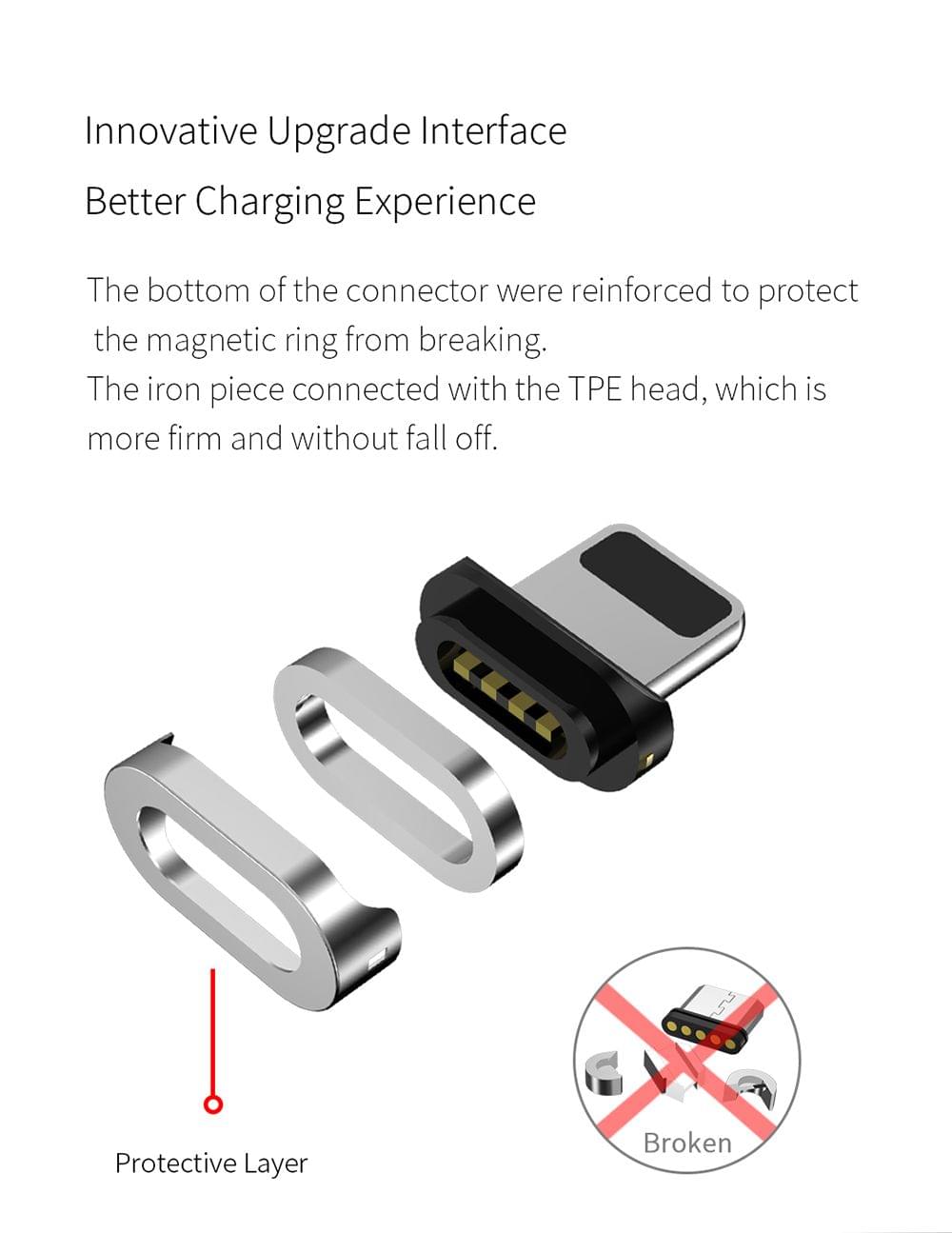 WSKEN X2 2M 6.56ft Lightning Magnetic Cable for iPhone iPad - 2m 6.56ft