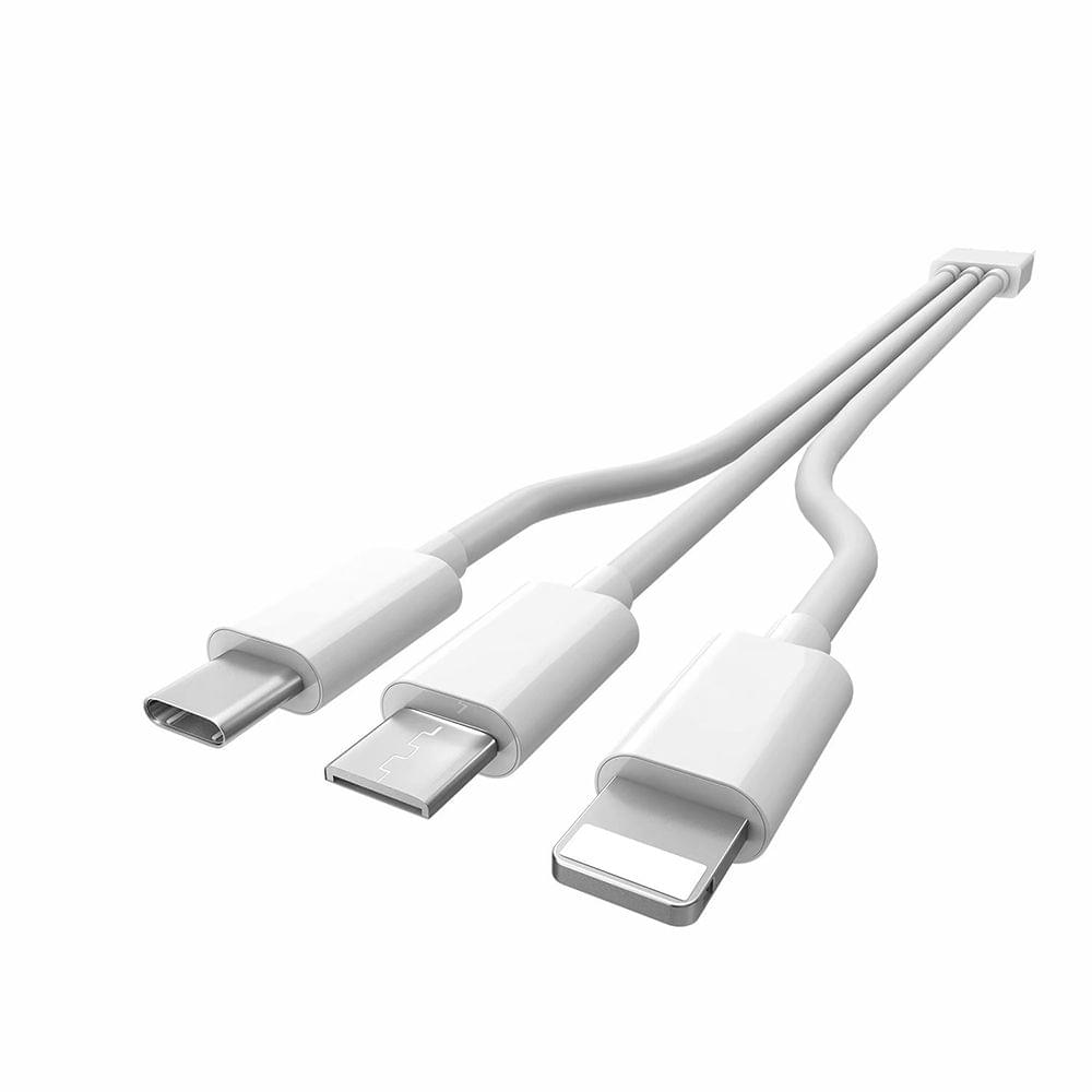 3-In-1 Charging Cable USB to Micro USB + Type C + Lightning