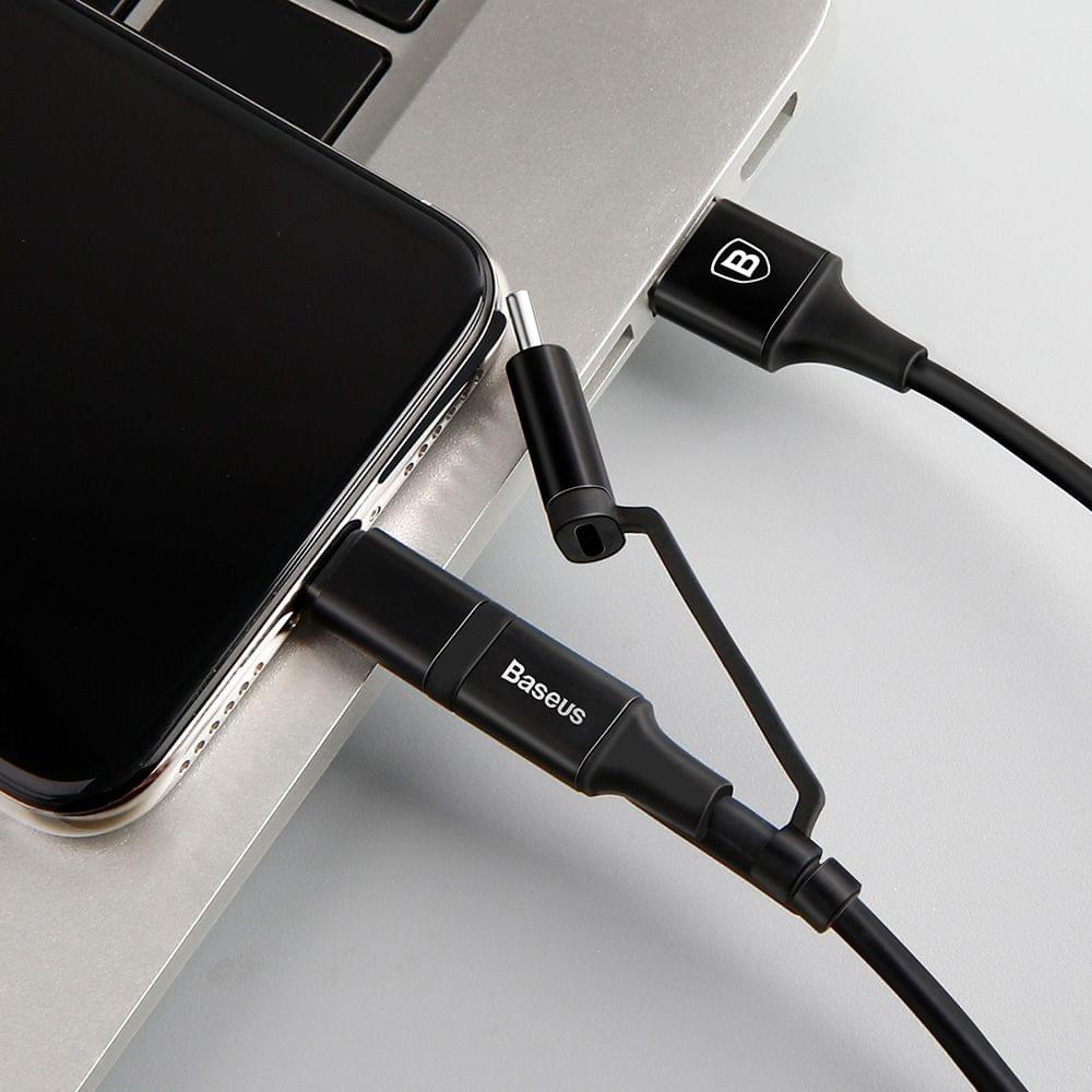 Baseus 3 in 1 USB Cable for iPhone Charger Cable 1.2M Micro