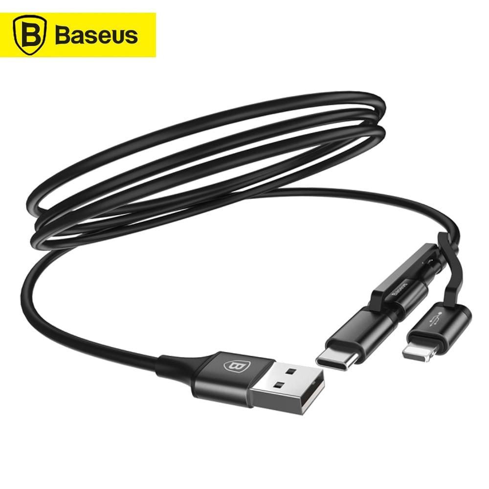 Baseus 3 in 1 USB Cable for iPhone Charger Cable 1.2M Micro