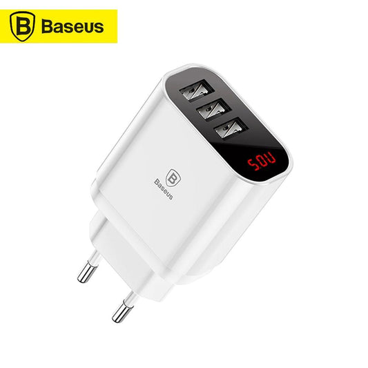 Baseus 3 USB Travel Charger Mirror Lake Intelligent Digital