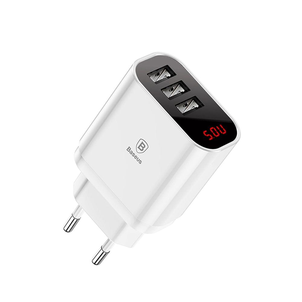 Baseus 3 USB Travel Charger Mirror Lake Intelligent Digital