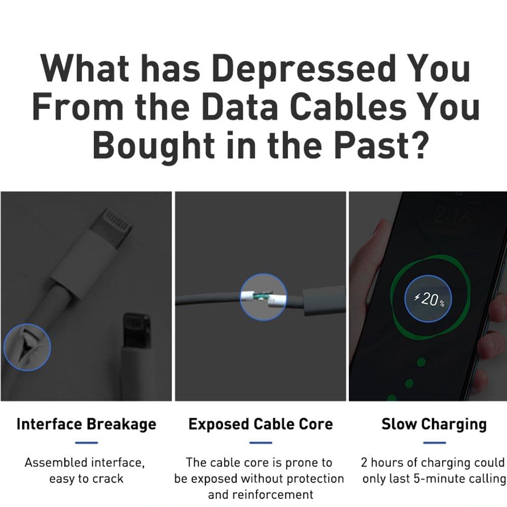 Baseus Lightning Data Cable USB Fast Charging Cable for - Lightning For iP