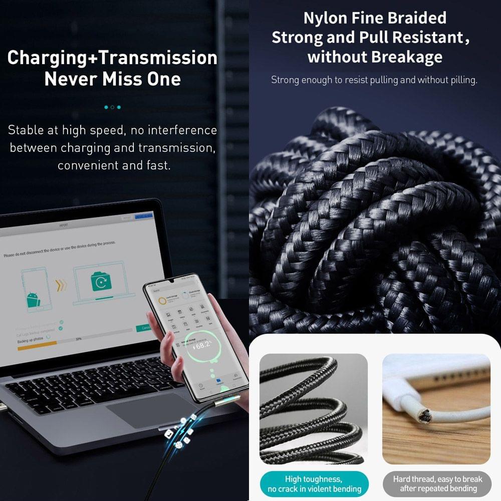 Baseus T-Shape Angled Nylon Cable USB Type C Cable HW Dash - 0.5m