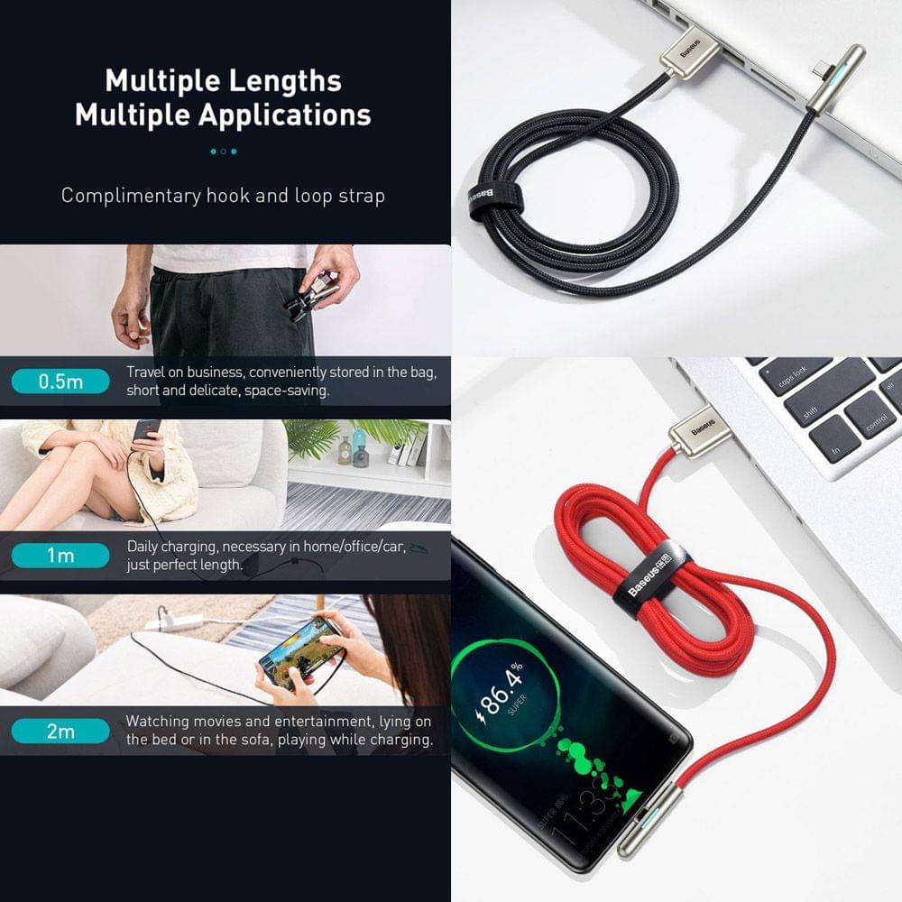 Baseus T-Shape Angled Nylon Cable USB Type C Cable HW Dash - 0.5m