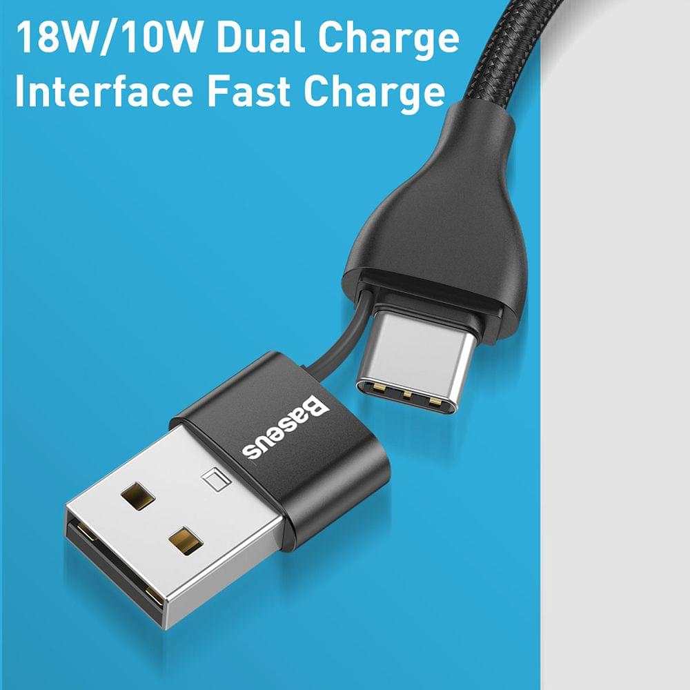 Baseus 2 in 1 PD Charging Cable Dual Output Cable Type-C to