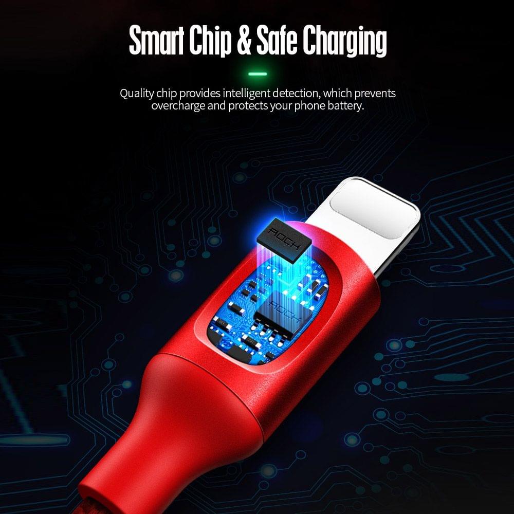 ROCK 3.3ft/100cm Lightning Metal Auto Disconnect Data Cable
