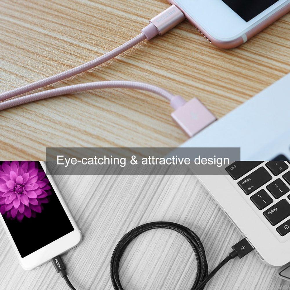 ROCK Metal Charge Sync Data 100CM 8-pin Lightning Cable for - Tarnish 100cm