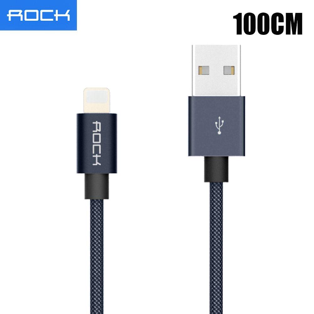 ROCK Metal Charge Sync Data 100CM 8-pin Lightning Cable for - Tarnish 100cm