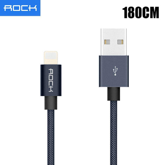 ROCK Metal Charge Sync Data 180CM 8-pin Lightning Cable for - Tarnish 180cm