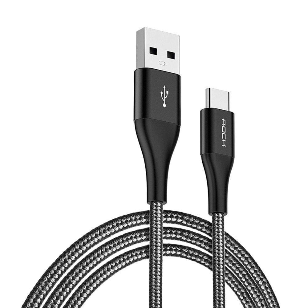 ROCK C8 C TO A 5A Metal Fast Charge Sync Data 200CM Type C - Black 200cm