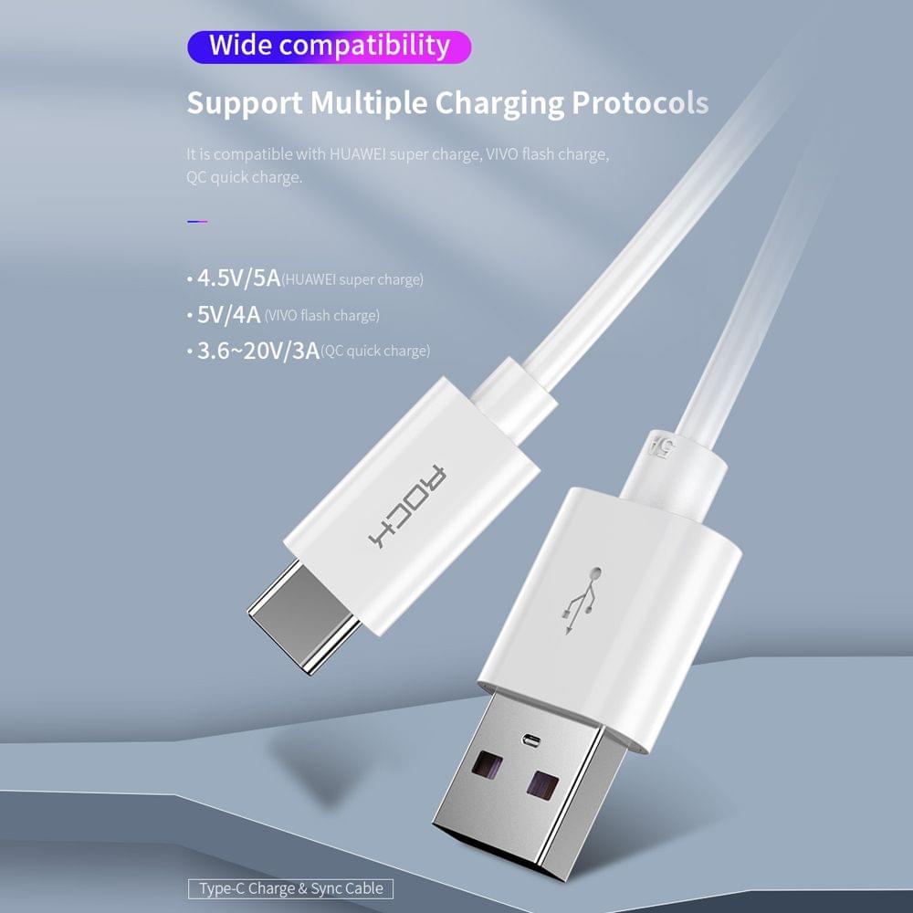 ROCK C4 C TO A 5A Metal QC3.0 SCP Fast Charge Sync Data Type