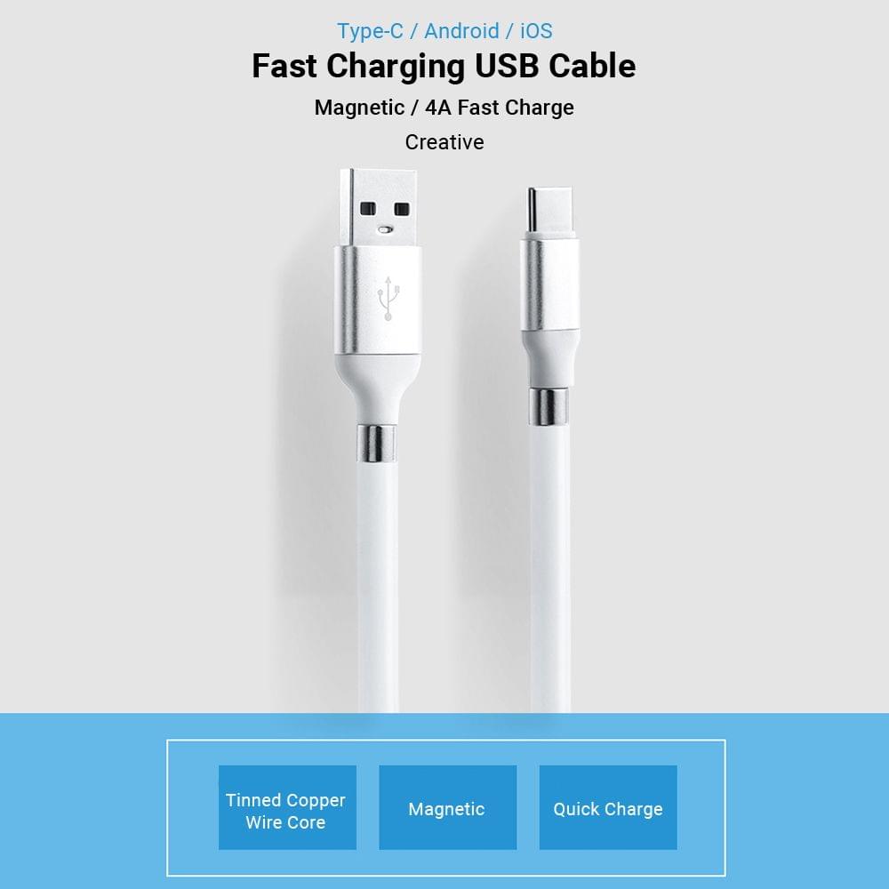 3ft Lightning Magnetic Charging Cable Tangle-Free Data 4A - Lightning