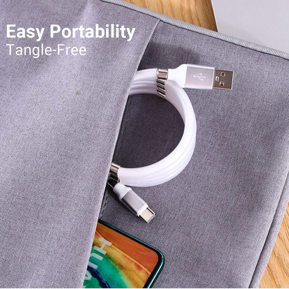 3ft Lightning Magnetic Charging Cable Tangle-Free Data 4A - Lightning