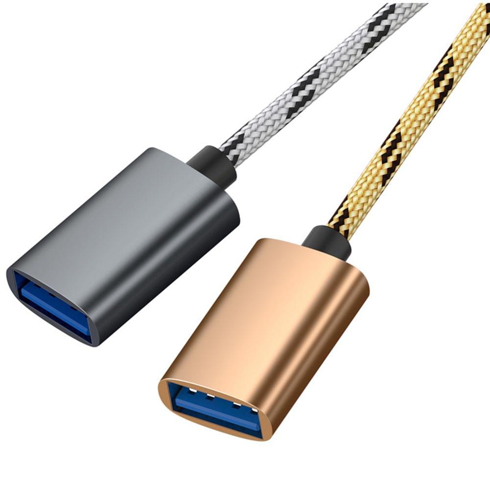 2 in 1 USB OTG Cable Type-C/Micro USB to USB 3.0 Adapter Braided Designed Data Transfer Cable Compatible with Andriod Phone (Gold)