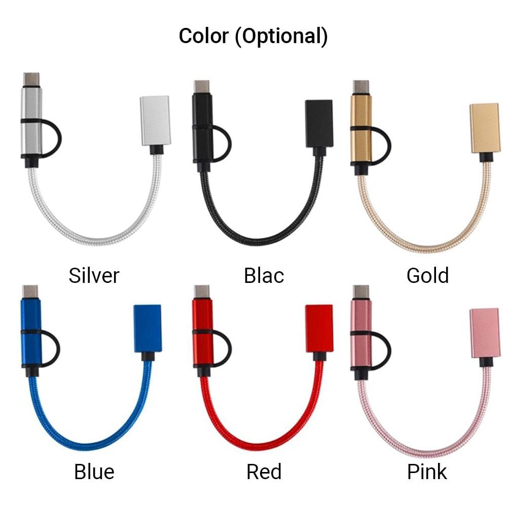 2 in 1 USB OTG Cable Type-C/Micro USB to USB 3.0 Adapter Transfer Cable Braided Design Compatible with Andriod Phone