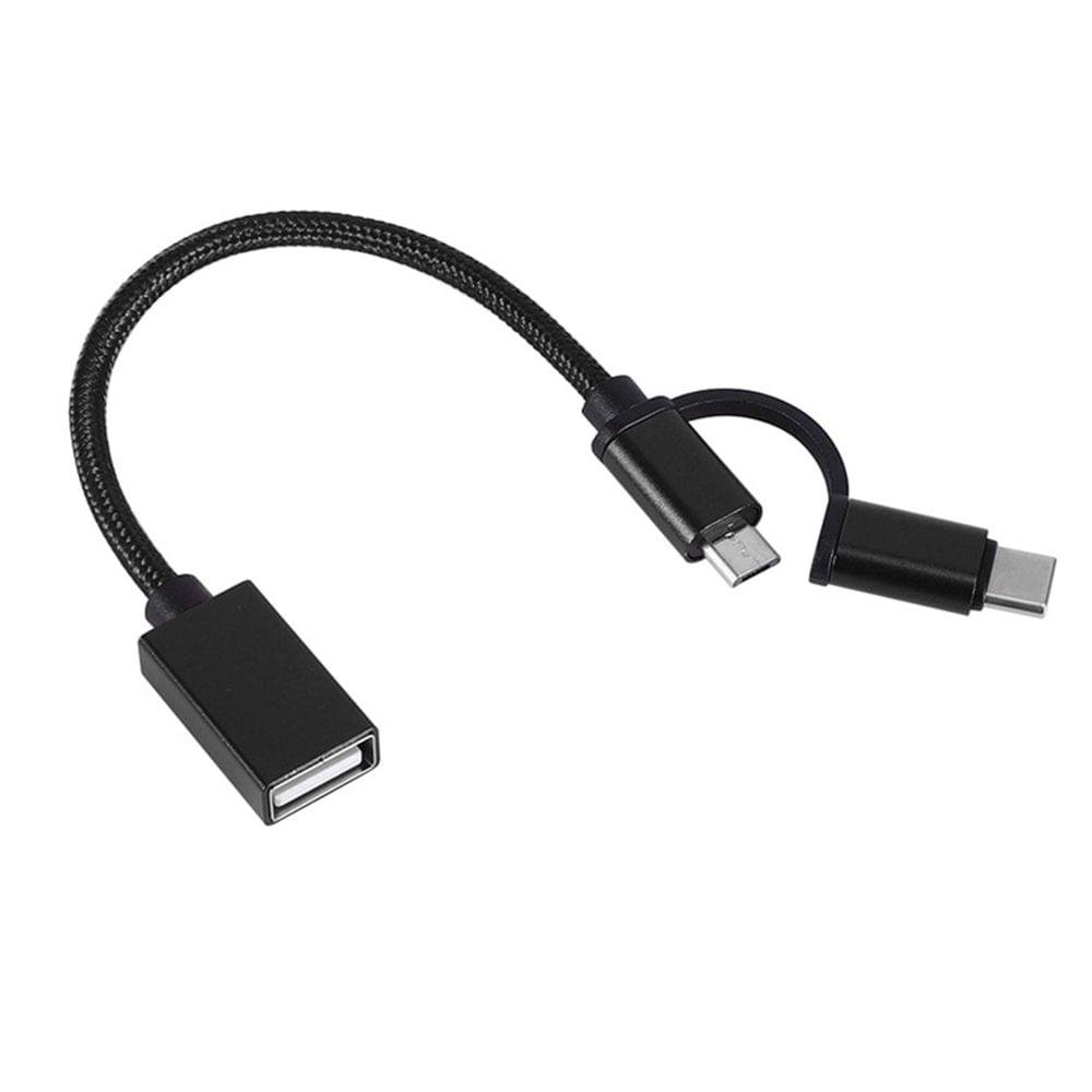 2 in 1 USB OTG Cable Type-C/Micro USB to USB 3.0 Adapter Transfer Cable Braided Design Compatible with Andriod Phone