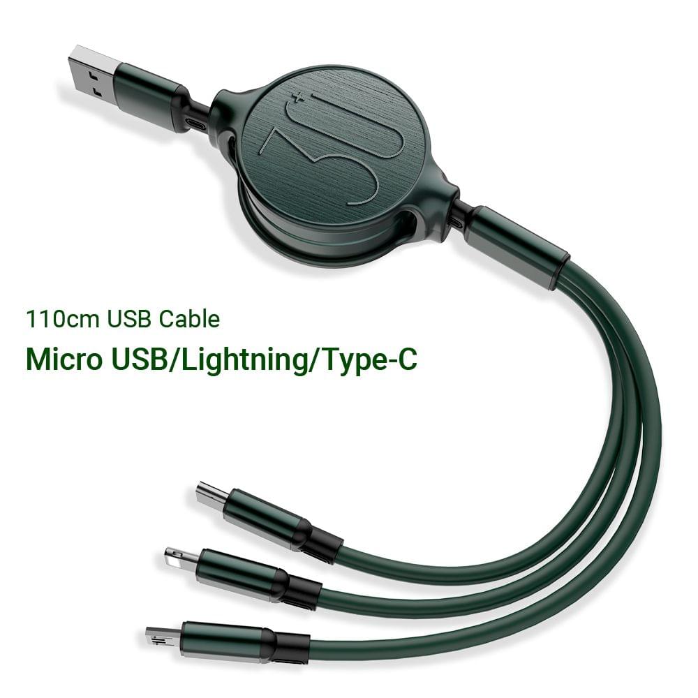 Retractable 3 in 1 USB Cable 3ft Multi Charging Cable