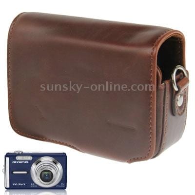 Universal Mini Digital Leather Camera Bag with Strap, Size: 115 x 45 x 75mm (Coffee)