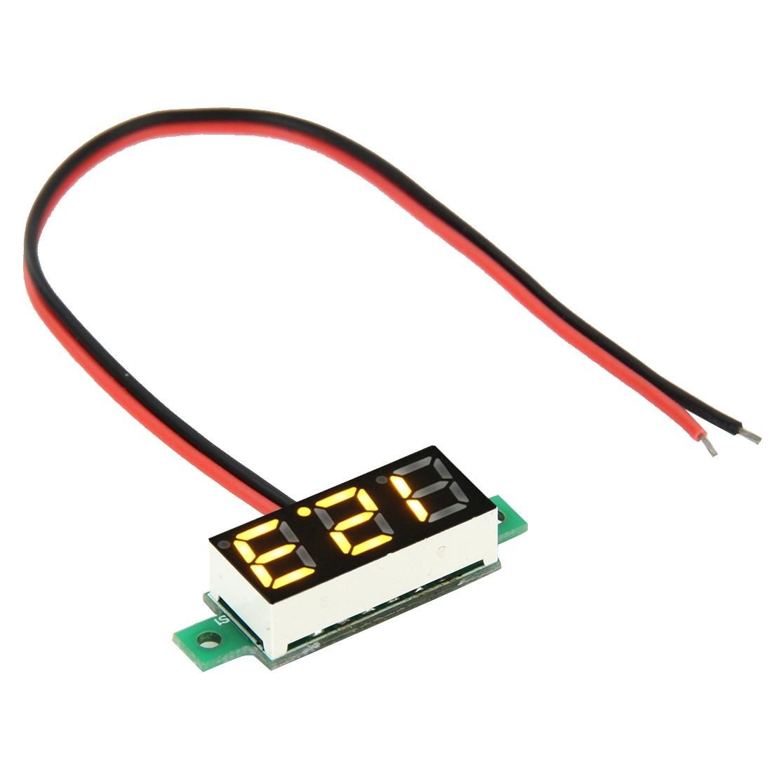 V18D 2 Wires Yellow Light Display Mini Digital Voltage Panel Meter, Measure Voltage: DC 2.5-30V