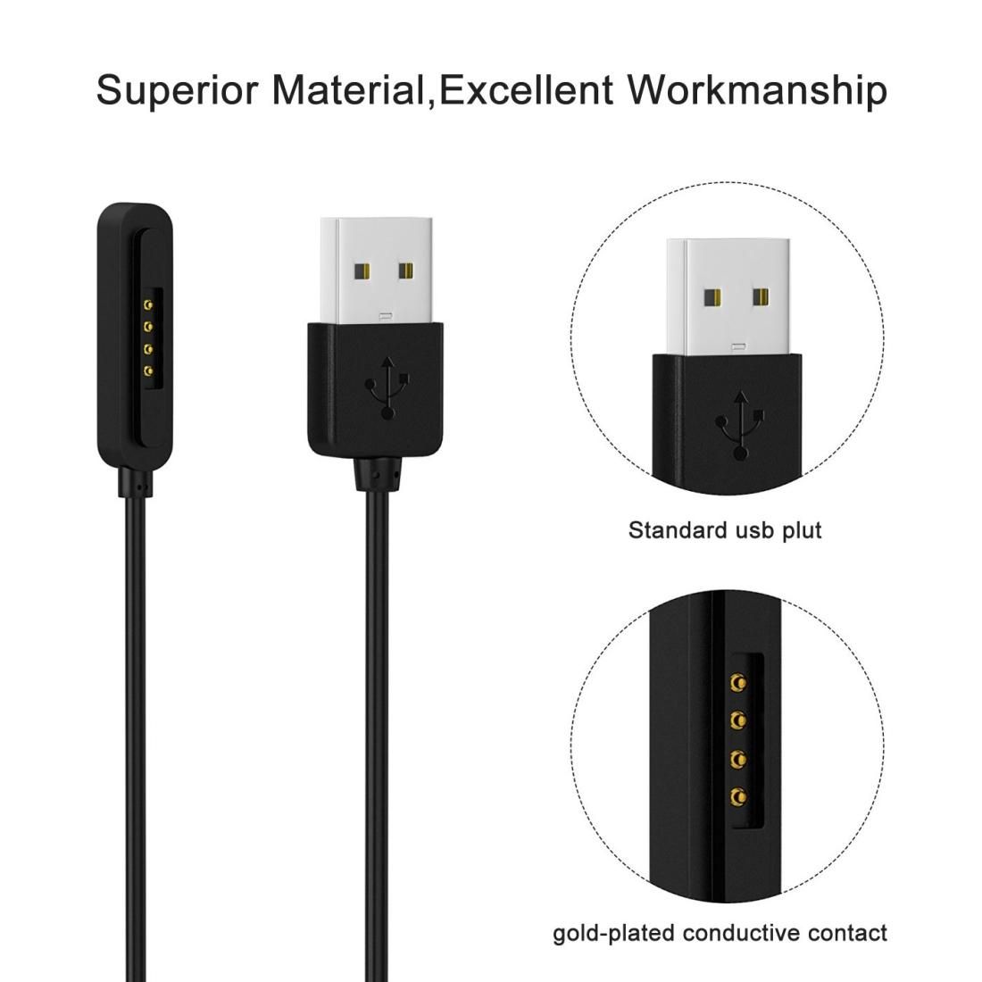 For ASUS Zenwatch 1m 2nd Generation Charging Cable (Black)