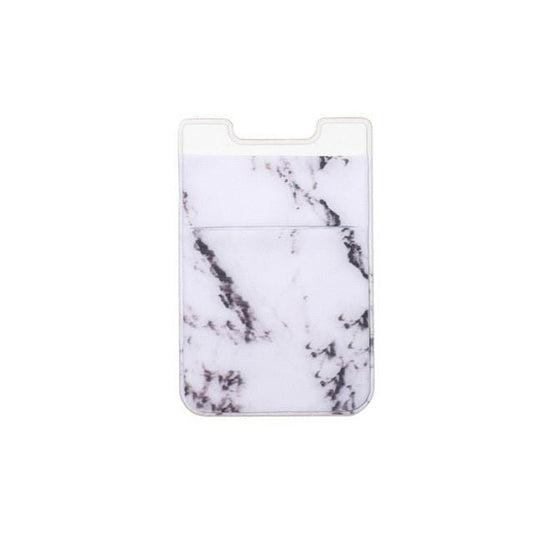 Marble Pattern Road Stretch Phone Back Plastic Card Holder Sticky Phone Clip (White)