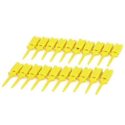 Plastic Flat Multimeter Test Hook Clip Probes for PCB IC (Yellow)