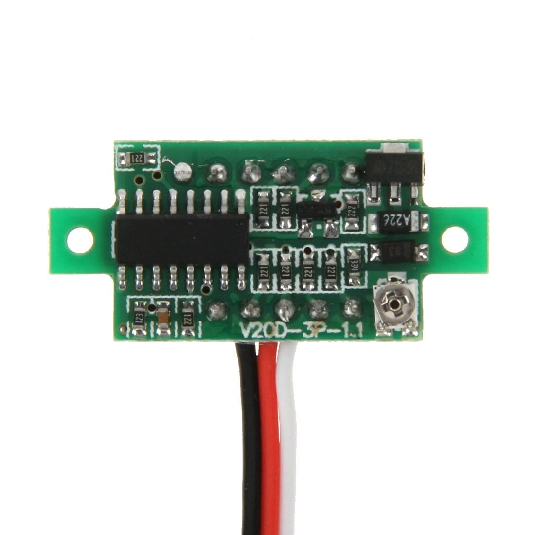 V20D 3 Wires DC 3-30V Green Light Display Mini Digital Voltage Panel Meter, Measure Voltage: DC 0-100V (Style3)