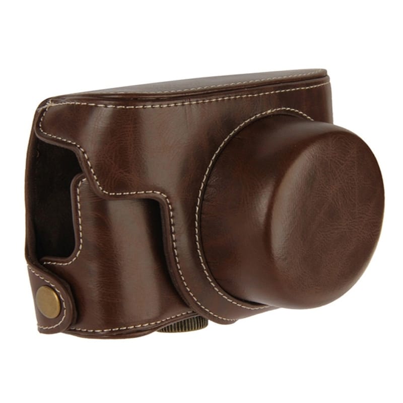 Retro Style Leather Bag with Lanyard for Canon G1X Mark II (Coffee)
