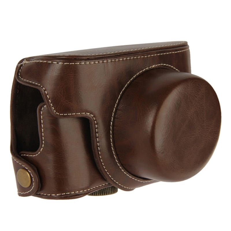 Retro Style Leather Bag with Lanyard for Canon G1X Mark II (Brown)