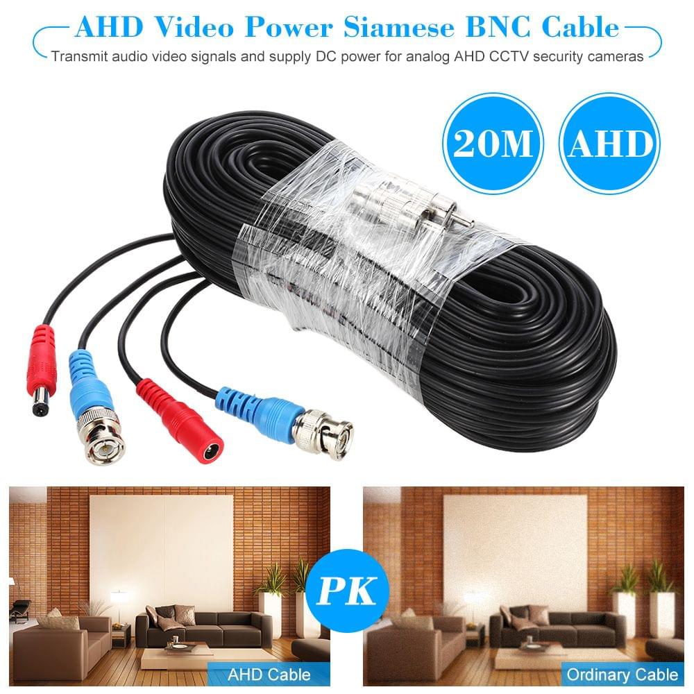 Video Power Siamese BNC Cable 65ft 20m for Analog AHD - 20m