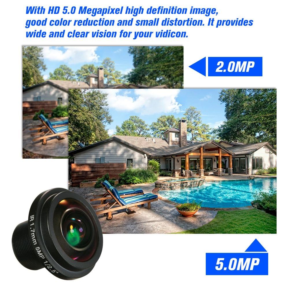 1.7mm Fisheye Lens HD 5.0 Megapixel M12 Mount 1/2.5" F2.0