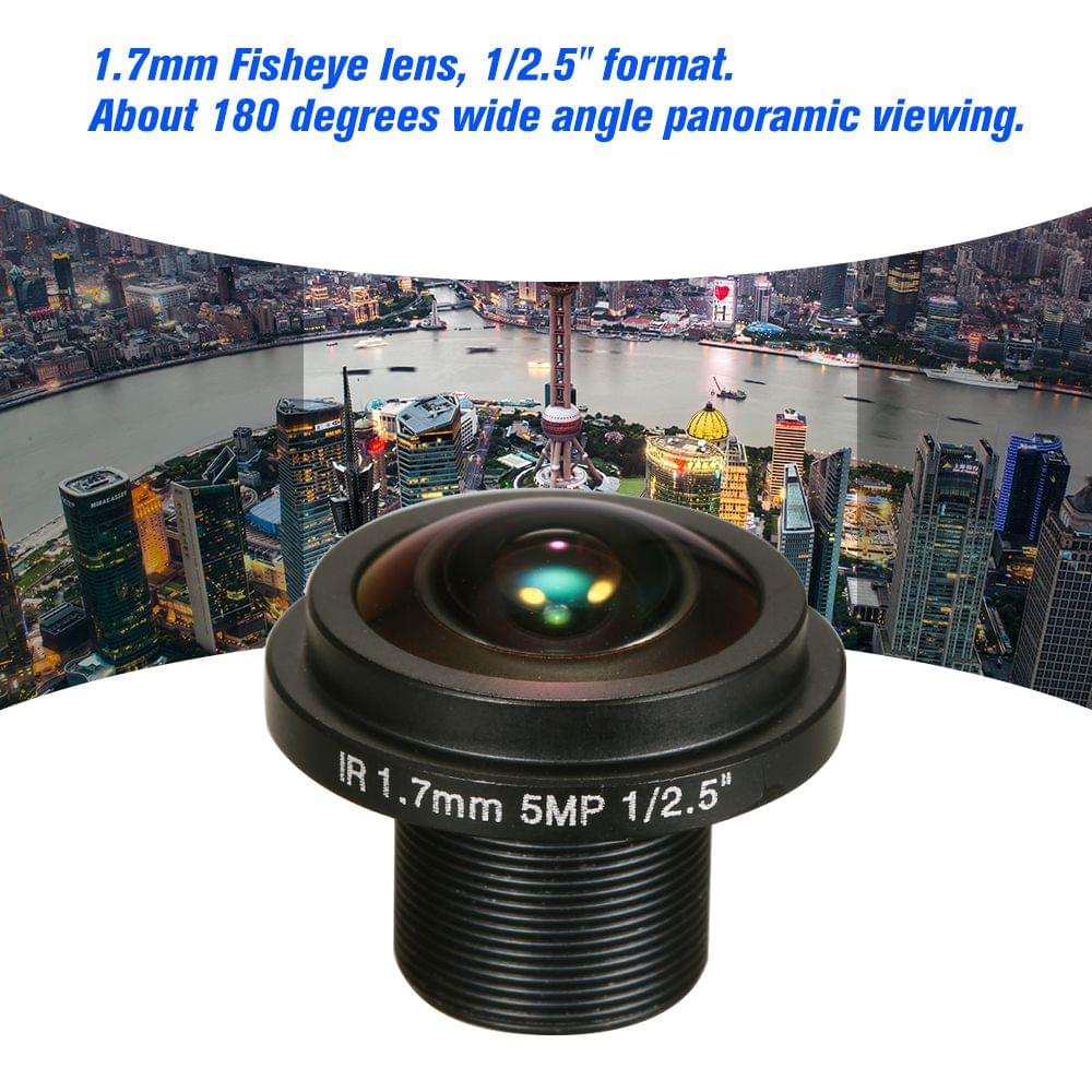 1.7mm Fisheye Lens HD 5.0 Megapixel M12 Mount 1/2.5" F2.0
